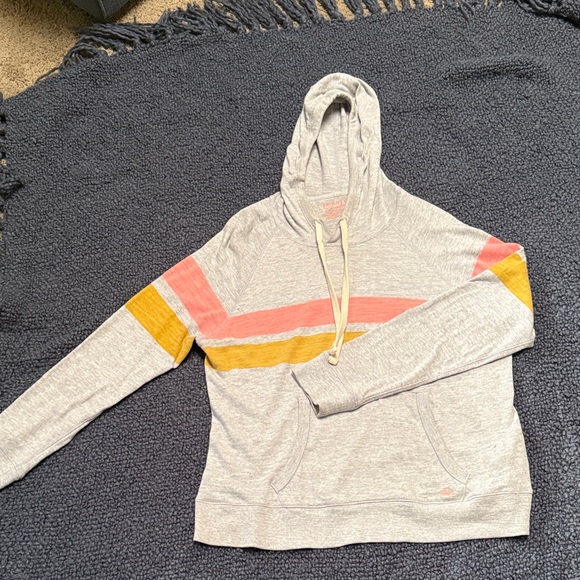 Gray Hoodie with Pink and Yellow Stripes - Picture 2 of 4